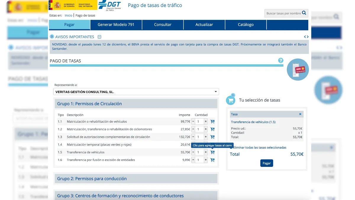 Tasas DGT: Precios actualizados, tipos y cómo pagar una tasa de tráfico